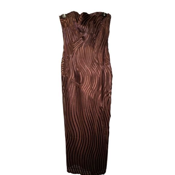 MICHAEL COSTELLO X REVOLVE Womens Strapless Opal Maxi Dress Chocolate Brown S - Picture 6 of 8